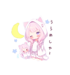 猫耳のピンクの髪の女の子（個別スタンプ：24）