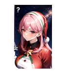 ピンク髪サンタ女の子と夜空（個別スタンプ：31）
