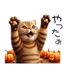 茶色トラ縞柄にゃんこの秋/ハロウィン（個別スタンプ：8）