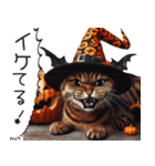 茶色トラ縞柄にゃんこの秋/ハロウィン（個別スタンプ：11）