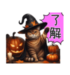 茶色トラ縞柄にゃんこの秋/ハロウィン（個別スタンプ：15）