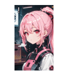 ピンク髪機械女の子と都市（個別スタンプ：15）