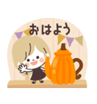 モノトーンGirlyちゃん・ハロウィン（個別スタンプ：1）