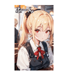 金髪ウェイトレス女の子とカフェ（個別スタンプ：10）