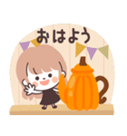 モノトーンLongちゃん・ハロウィン（個別スタンプ：1）