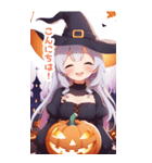 ハロウィン魔女の小さな女の子BIGスタンプ（個別スタンプ：3）