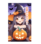 ハロウィン魔女の小さな女の子BIGスタンプ（個別スタンプ：4）