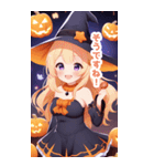 ハロウィン魔女の小さな女の子BIGスタンプ（個別スタンプ：16）