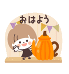 モノトーンmushちゃん・ハロウィン（個別スタンプ：1）