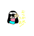 子ども絵：女の子の日常リアクション（個別スタンプ：1）