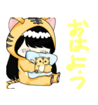 子ども絵：女の子の日常リアクション（個別スタンプ：2）