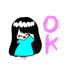 子ども絵：女の子の日常リアクション（個別スタンプ：10）