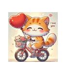 自転車に乗るかわいい猫（個別スタンプ：2）