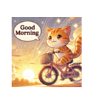 自転車に乗るかわいい猫（個別スタンプ：4）