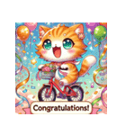 自転車に乗るかわいい猫（個別スタンプ：5）