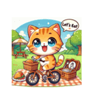 自転車に乗るかわいい猫（個別スタンプ：7）