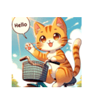 自転車に乗るかわいい猫（個別スタンプ：8）