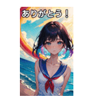 真夏の海の水着女子（個別スタンプ：3）