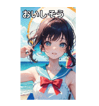 真夏の海の水着女子（個別スタンプ：40）