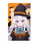 シンプルなハロウィン魔女っ子BIGスタンプ（個別スタンプ：3）