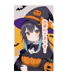 シンプルなハロウィン魔女っ子BIGスタンプ（個別スタンプ：6）