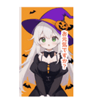 シンプルなハロウィン魔女っ子BIGスタンプ（個別スタンプ：8）