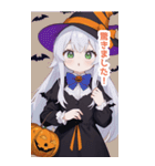 シンプルなハロウィン魔女っ子BIGスタンプ（個別スタンプ：13）