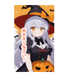 シンプルなハロウィン魔女っ子BIGスタンプ（個別スタンプ：15）