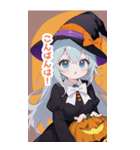 シンプルなハロウィン魔女っ子BIGスタンプ（個別スタンプ：17）