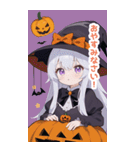 シンプルなハロウィン魔女っ子BIGスタンプ（個別スタンプ：19）