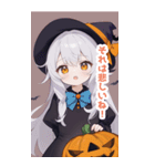 シンプルなハロウィン魔女っ子BIGスタンプ（個別スタンプ：34）