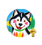 お絵描きシベリアンハスキー犬（個別スタンプ：9）