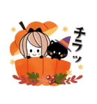 背景が動く♡秋×ハロウィン♡くるりんボブ（個別スタンプ：19）