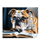 【学ぶイヌ】読書する賢明なブルドッグ犬（個別スタンプ：5）