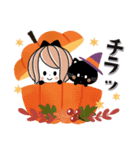 ♡秋×ハロウィン♡くるりんボブ（個別スタンプ：19）