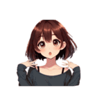 セミロングブラウンちゃんの感情 文字無し（個別スタンプ：3）