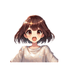 セミロングブラウンちゃんの感情 文字無し（個別スタンプ：5）