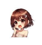 セミロングブラウンちゃんの感情 文字無し（個別スタンプ：9）