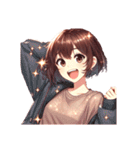 セミロングブラウンちゃんの感情 文字無し（個別スタンプ：22）