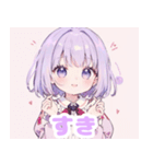 紫好きに捧ぐボブヘアの女の子（個別スタンプ：21）