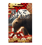 ⚫正月グリズリーベア (年越し/干支/お年玉)（個別スタンプ：9）