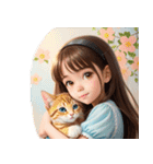 猫が大好き女の子♡文字なし（個別スタンプ：12）