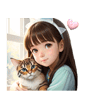 猫が大好き女の子♡文字なし（個別スタンプ：14）