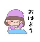 あいさつ こびとくん【紫・女の子】（個別スタンプ：1）