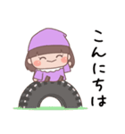 あいさつ こびとくん【紫・女の子】（個別スタンプ：3）