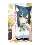 秋のケーキを楽しむ猫の女の子BIGスタンプ（個別スタンプ：39）