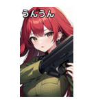 銃とピアスと赤髪軍人女子（個別スタンプ：3）