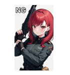 銃とピアスと赤髪軍人女子（個別スタンプ：34）