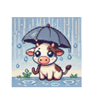 かわいいドット絵の牛 1（個別スタンプ：9）