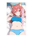 ベッドのスクール水着犬女子BIGスタンプ（個別スタンプ：30）